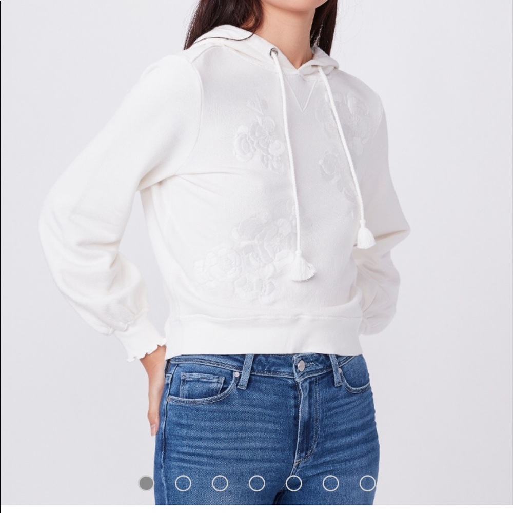 PAIGE “Leighton” Hooded Sweatshirt in Ivory Sz XS